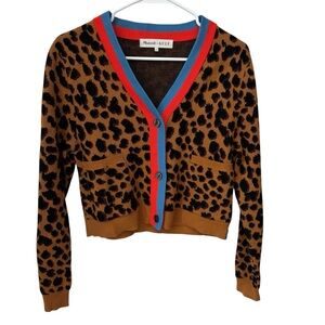 Madewell X Kule Animal Print Cardigan Sweater Women’s XS Cashmere Blend